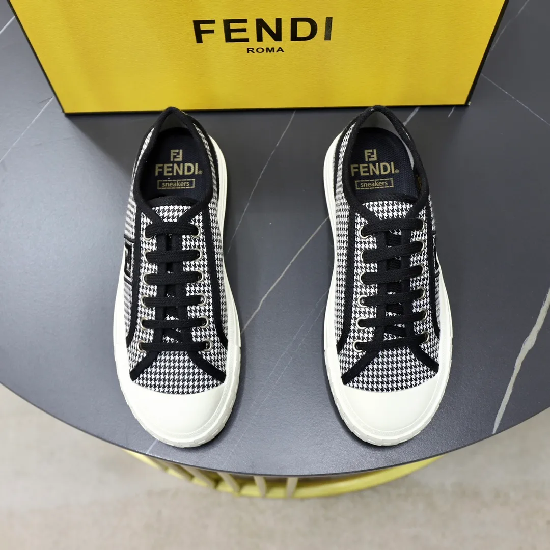 Men's men's shoes 💰380 [New style] 🍿🍿Fendi 👫Couple style low-top canvas shoes, Fendi 2024 spring and summer new lace-up canvas shoes, upper FF jacquard fabric, decorated with same-color satin trim, soles FF engraved decoration, soft elastic foot feel, perfect foot comfort! Size: 35-40 Male 38-45